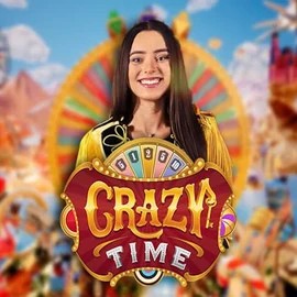 Live Casino logo of Crazy Time from Evolution at Rollflame Casino
